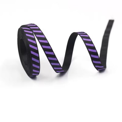 Cinta de Tela para Lazo Negro Lineas Moradas 5 Metros