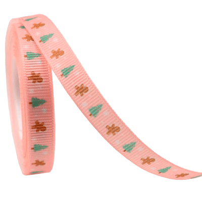 Cinta de Tela para Lazo Navidad Rosado Pino Jengibre 5 Metros1