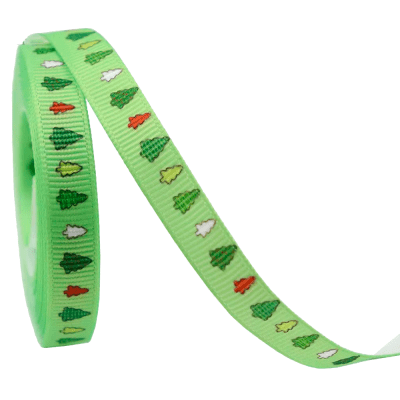 Cinta de Tela para Lazo Navidad Verde Pinos 5 Metros1