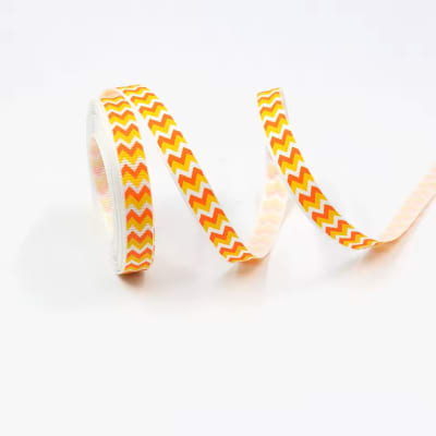 Cinta de Tela para Lazo Zigzag Amarillo-Naranjo 5 Metros
