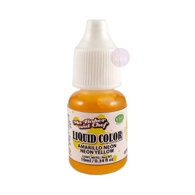 Colorante Liquid Color Amarillo Neón Ma Baker and Chef 10 ml.