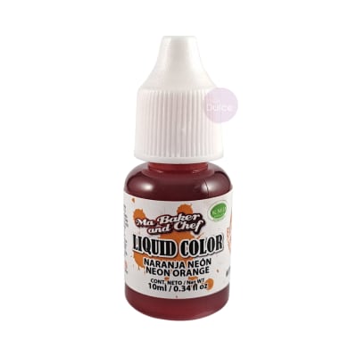 Colorante Liquid Color Naranja Neón Ma Baker and Chef 10 ml.