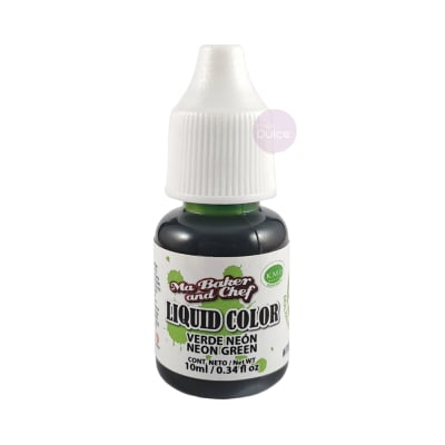 Colorante Liquid Color Verde Neón Ma Baker and Chef 10 ml.