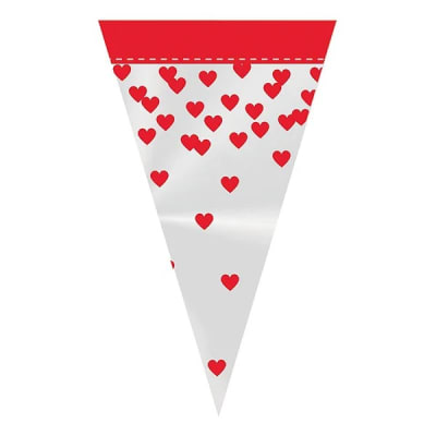 Bolsa Cono Corazones Rojos 10 Unidades