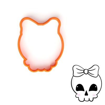 Cortador Calavera con Moño 8 cm. Plástico