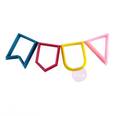 Set Cortadores Plásticos Banderines 4 Piezas