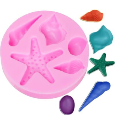 Molde Fondant Estrella de Mar y Conchitas Silicona