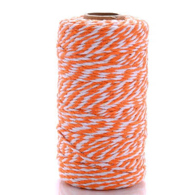 Cordón de Algodón Naranjo-Blanco 100 mts.