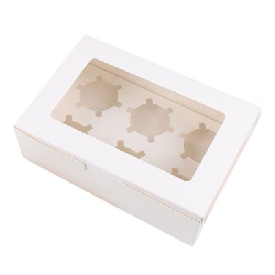 Caja para 6 Cupcakes Blanca Cartulina