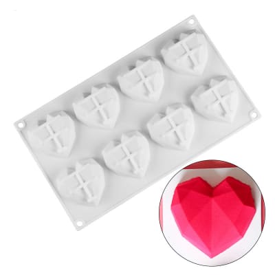 Molde Silicona Corazón Diamante 8 Cavidades1