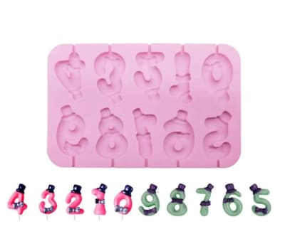 Molde Silicona Paleta Números Sombrero