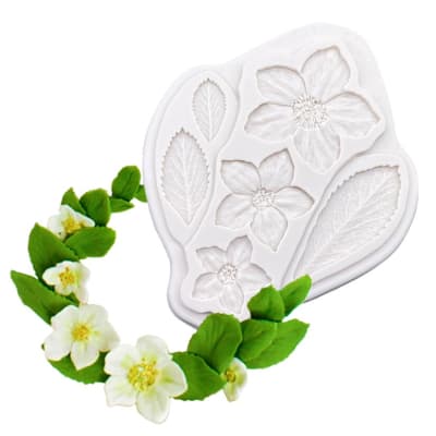 Molde Fondant Flores y Hojas Silicona1