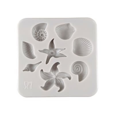 Molde Fondant Conchitas y Estrellas Cuadrado Silicona1