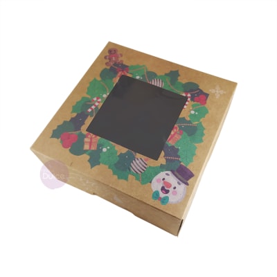 Set Cajas Navidad Kraft Cuadrada 4 Unidades