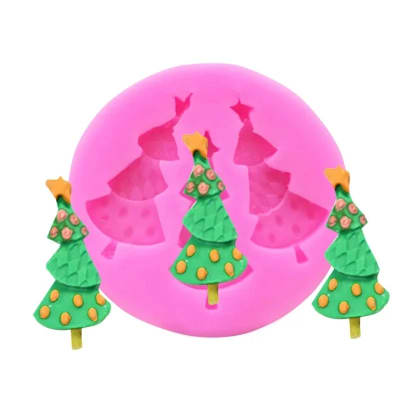 Molde Fondant 3 Pinos Pequeños Silicona