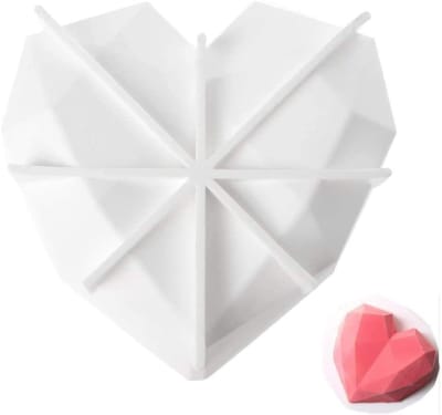 Molde Silicona Corazón Diamante Grande con Base