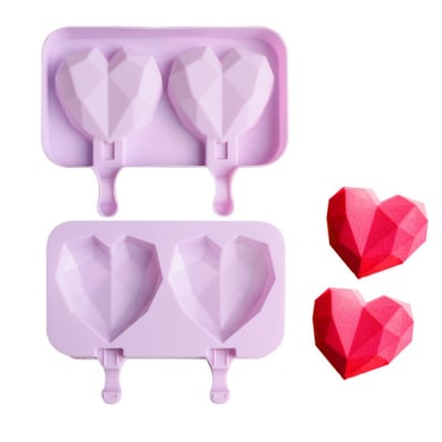 Molde Helado Cakesicles Corazón Diamante 2 Cavidades