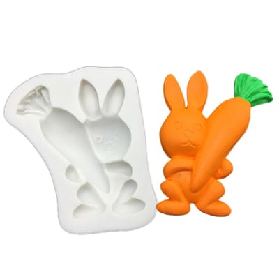 Molde Fondant Conejo Zanahoria Silicona1