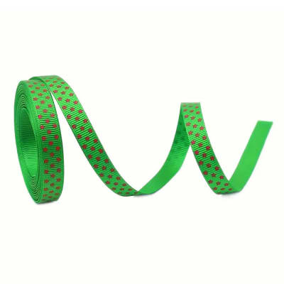 Cinta de Tela para Lazo Verde y Estrellas Rojas 5 mts.