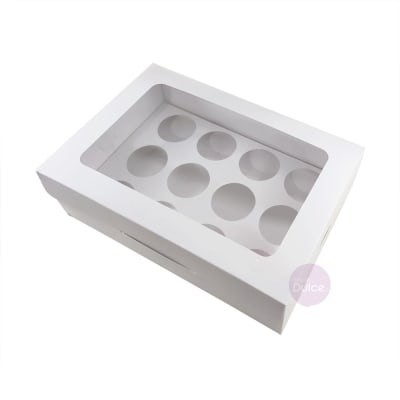 Caja para 12 Minicupcakes Blanca Cartulina2