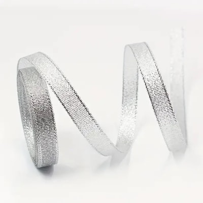Cinta de Tela para Lazo Liso Plateado 5 mts.3