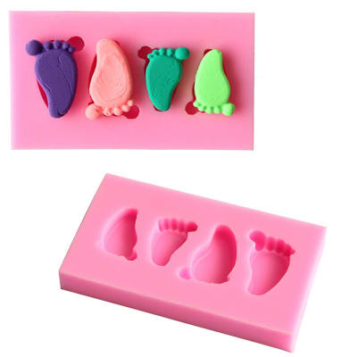 Molde Fondant 4 Pies Rectangular Silicona