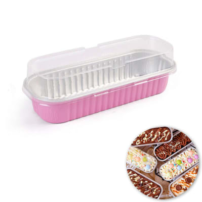 Molde Mini Pastel Aluminio con Tapa Rosa Pastel 4 Unidades8