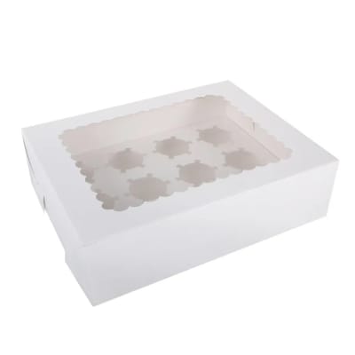 Caja para 12 Cupcakes Blanca Cartulina