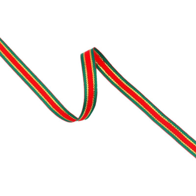 Cinta de Tela para Lazo Rojo-Verde-Dorado 5 mts.