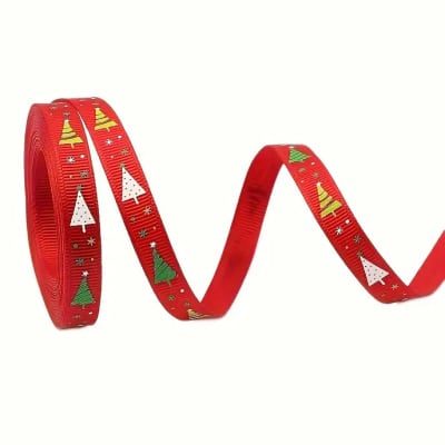 Cinta de Tela para Lazo Rojo y Pinos 5 mts.1