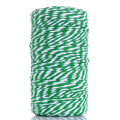 Cordón de Algodón Verde-Blanco 100 mts.