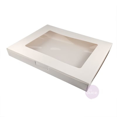 Caja Cartulina para 12 Alfajores 25x20x2.5 cm. Blanca