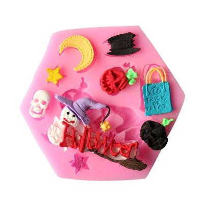 Molde Fondant Halloween Hexágono Silicona