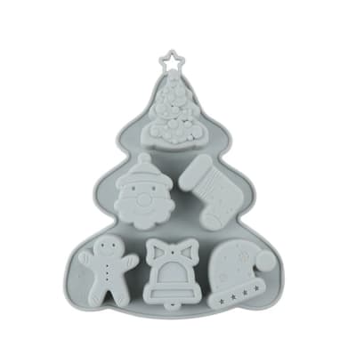 Molde Pino Navidad con 6 Figuras N°2 Silicona