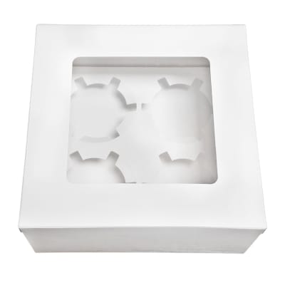 Caja para 4 Cupcakes Blanca Cartulina4