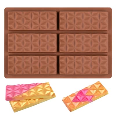 Molde Chocolate Silicona 6 Barras Diamante1