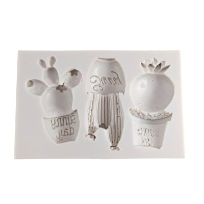 Molde Fondant Cactus en Macetas Silicona1