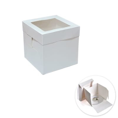 Caja Torta Cartulina con Visor 20x20x20 cm.