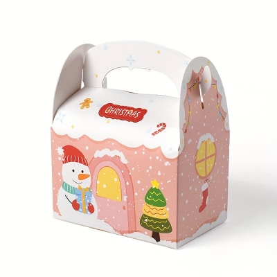Set Cajas Navidad con Manilla Rosada 12x11x7 cm. 4 Unidades