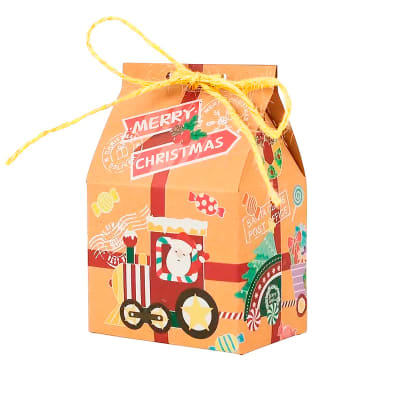 Set Cajas Casa Navidad Kraft N°4 10x7x5 cm. 4 Unidades