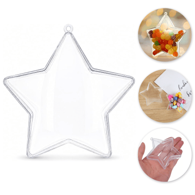 Estrella Acrílica Transparente 10 cm. 6 Unidades