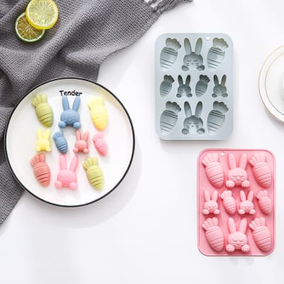 Molde Zanahorias y Conejos 10 Cavidades Silicona2