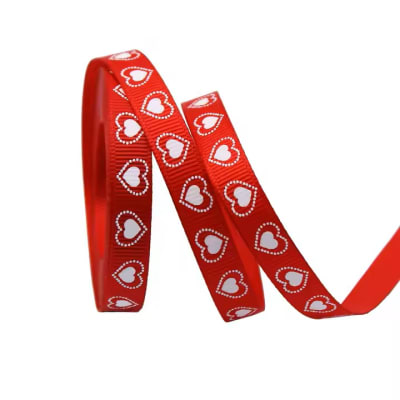 Cinta de Tela para Lazo Rojo Corazón N°3 - 5 Mts.