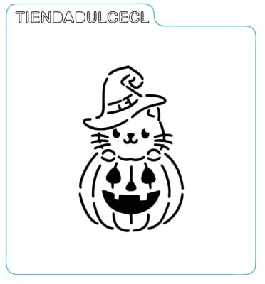 Stencil Halloween Gato en Calabaza1