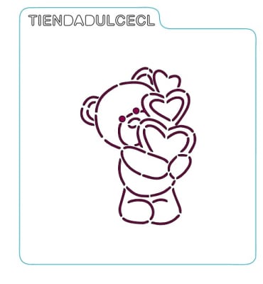 Stencil Amor Osito Corazón