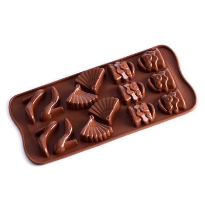 Molde Chocolate Tacón, Abanico y Cartera Silicona1
