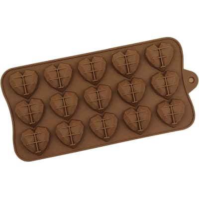 Molde Chocolate Silicona Corazon Diamante 15 Cavidades