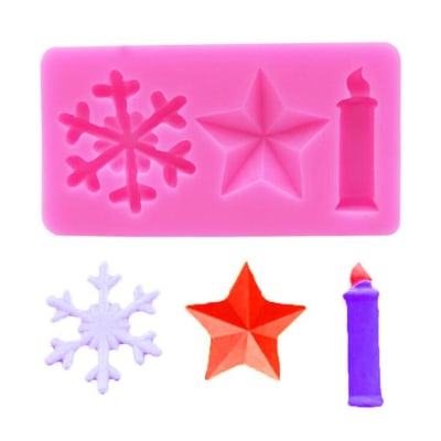 Molde Fondant Copo, Estrella y Vela Silicona
