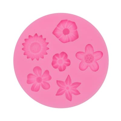 Molde Fondant Flores Varias Redondo Silicona1