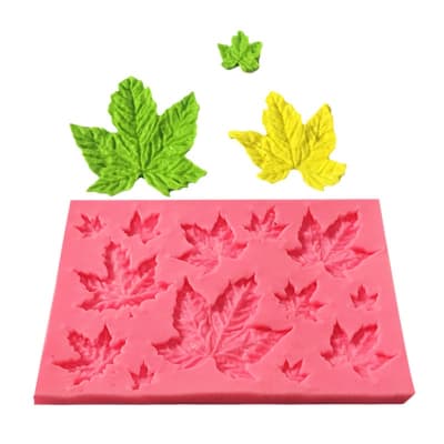 Molde Fondant Hojas de Arce Silicona1